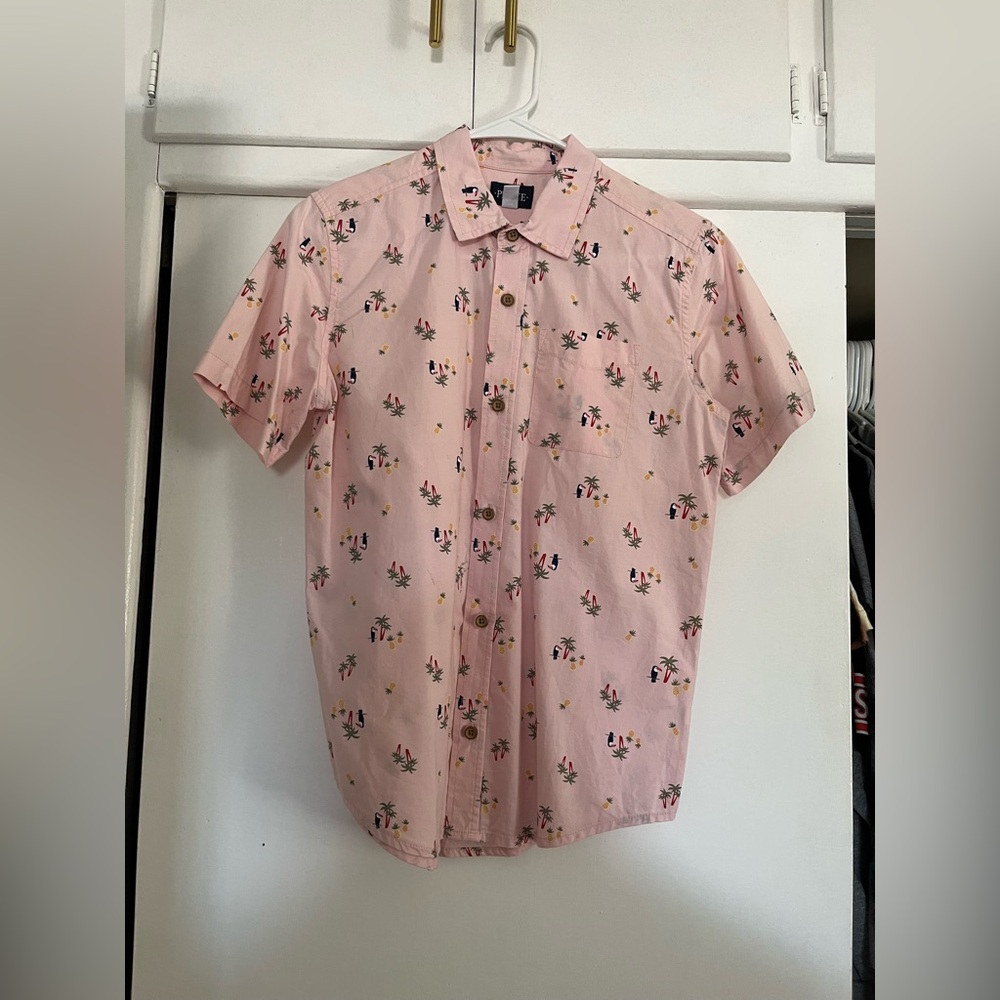 Boys Pink Floral Short Sleeve Shirt